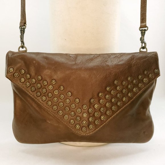 Frye Handbags - Brooke Studded Envelope Clutch Crossbody Brown